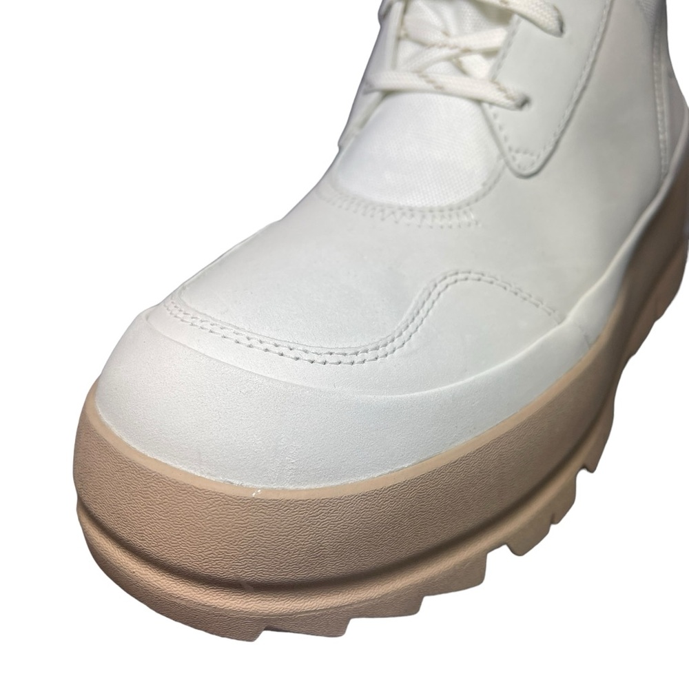 ⚡️SOLD⚡️Ugg The Lug Boots Leather Canvas Combat Waterproof Bright White - Picture 12 of 16